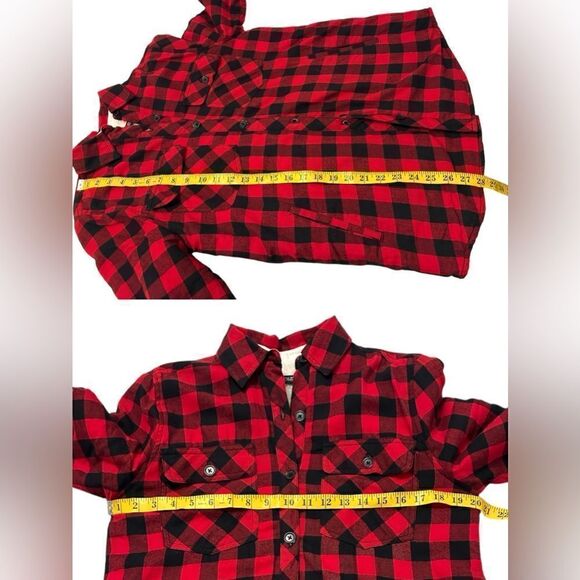 ZARA Women Fleece Lined Flannel Buffalo Red Plaid Jacket Shirt Coat Size XS - Picture 10 of 12